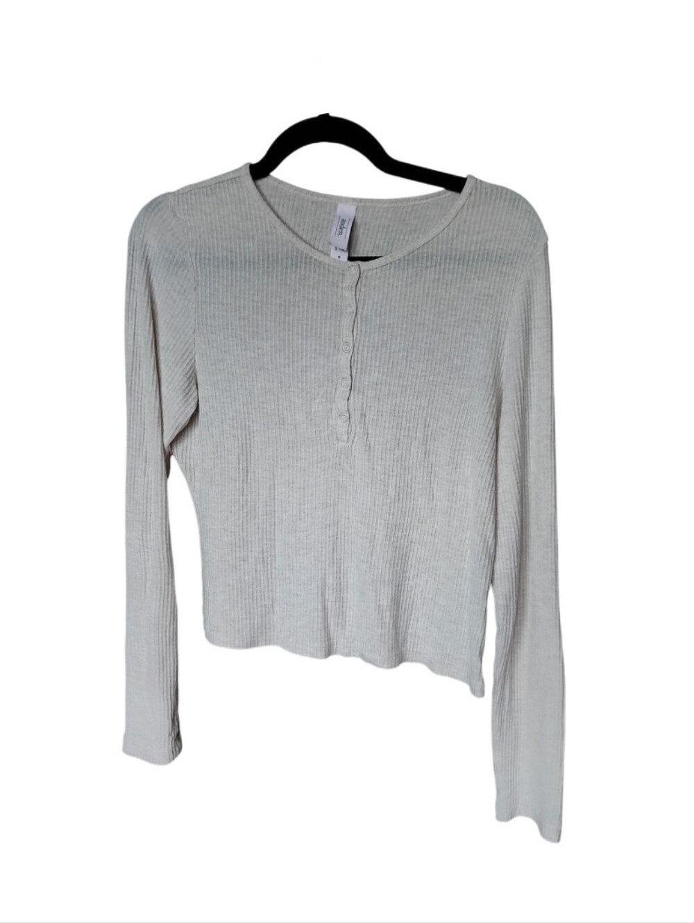 Auden Ribbed Henley Long Sleeve Top - Cream